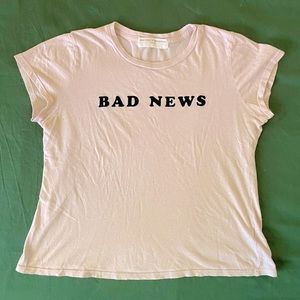 “BAD NEWS” Graphic baby T w/ velvet letters
